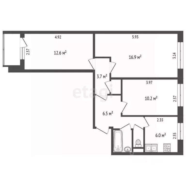 Комната Татарстан, Набережные Челны 30-й комплекс, 8 (16.3 м) - Фото 2