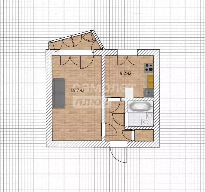 1-к кв. Алтайский край, Бийск ул. Льнокомбинат, 68/1 (37.3 м) - Фото 2