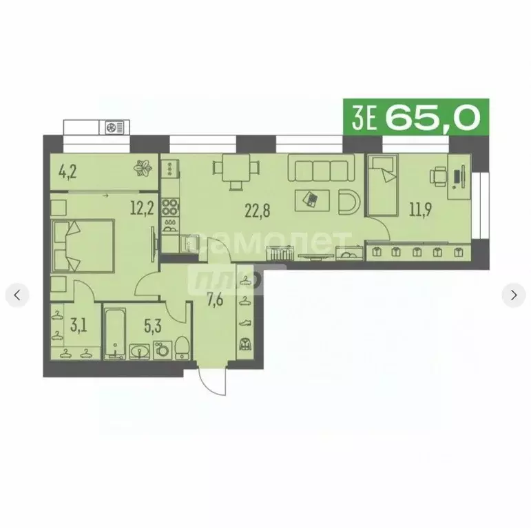 3-к кв. Пермский край, Пермь Парковый просп., 56 (65.0 м) - Фото 2