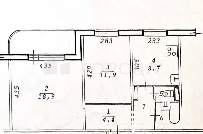 2-к кв. Новосибирская область, Новосибирск Пермская ул., 59 (50.6 м) - Фото 2