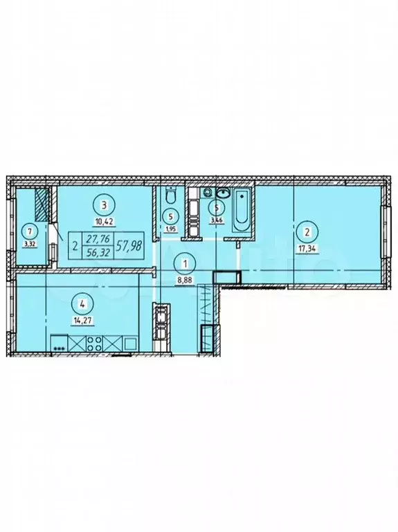 2-к. квартира, 60 м, 10/17 эт. - Фото 0