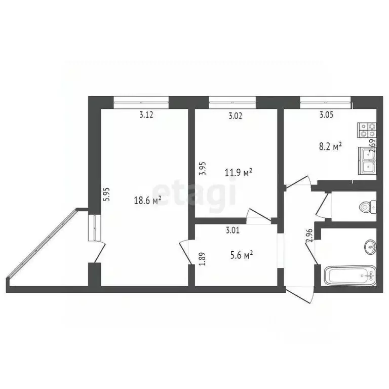 2-к кв. Коми, Сыктывкар Весенняя ул., 4 (53.2 м) - Фото 0