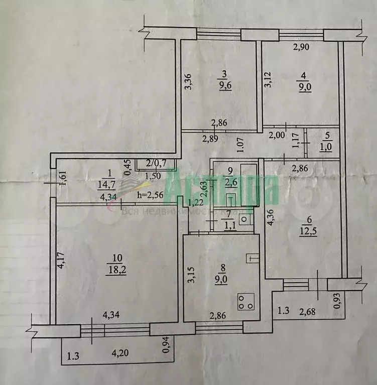 4-к. квартира, 78,4 м, 9/9 эт. - Фото 0