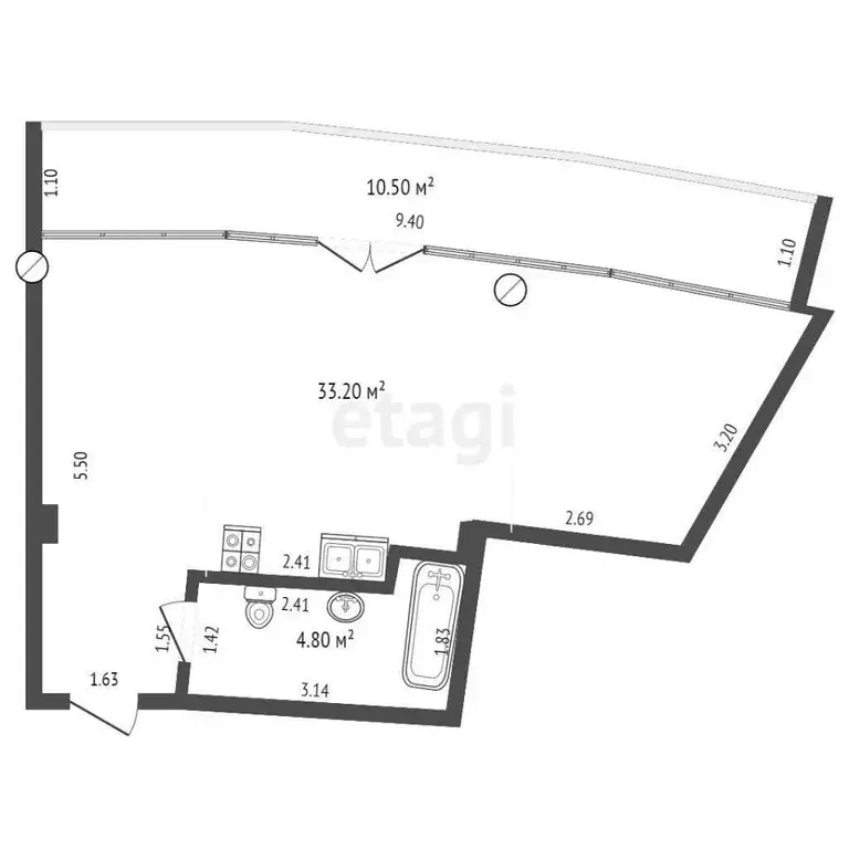 Студия Краснодарский край, Геленджик Крымская ул., 3к2 (49.6 м) - Фото 1