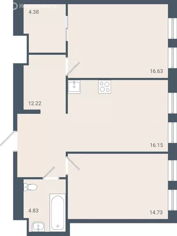 2-комнатная квартира: Батайск, улица Крупской, 5Б (67.9 м) - Фото 0