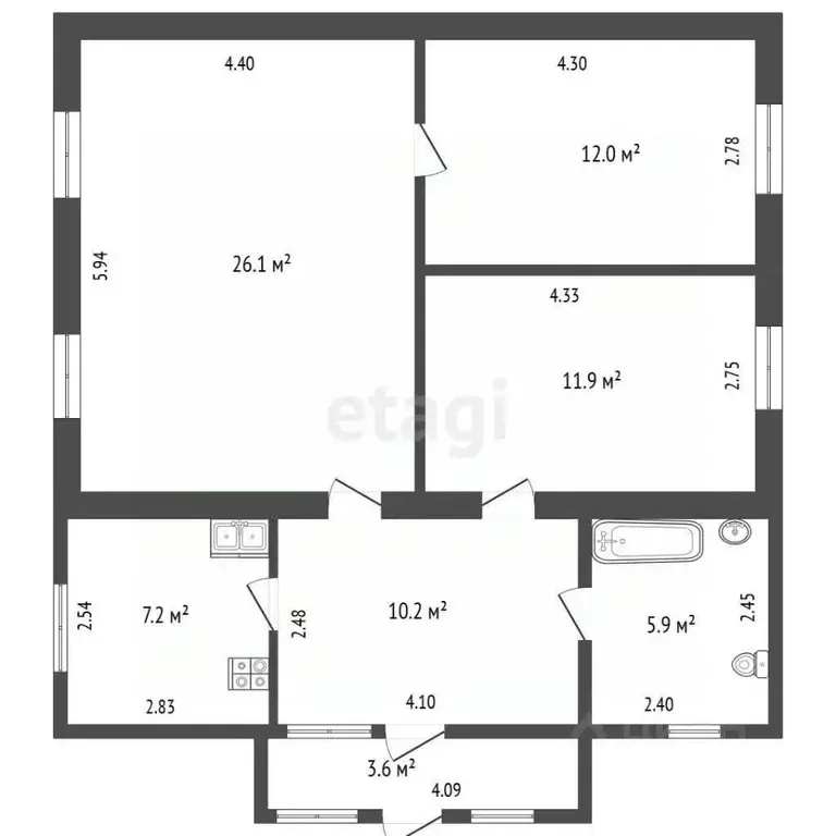 Дом в Крым, Красногвардейский район, с. Пятихатка ул. Школьная (77 м) - Фото 2