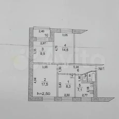 4-к. квартира, 68 м, 1/9 эт. - Фото 0