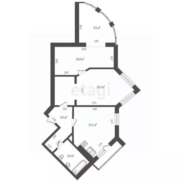 2-к кв. Ростовская область, Таганрог ул. Дзержинского, 142/6 (78.3 м) - Фото 2