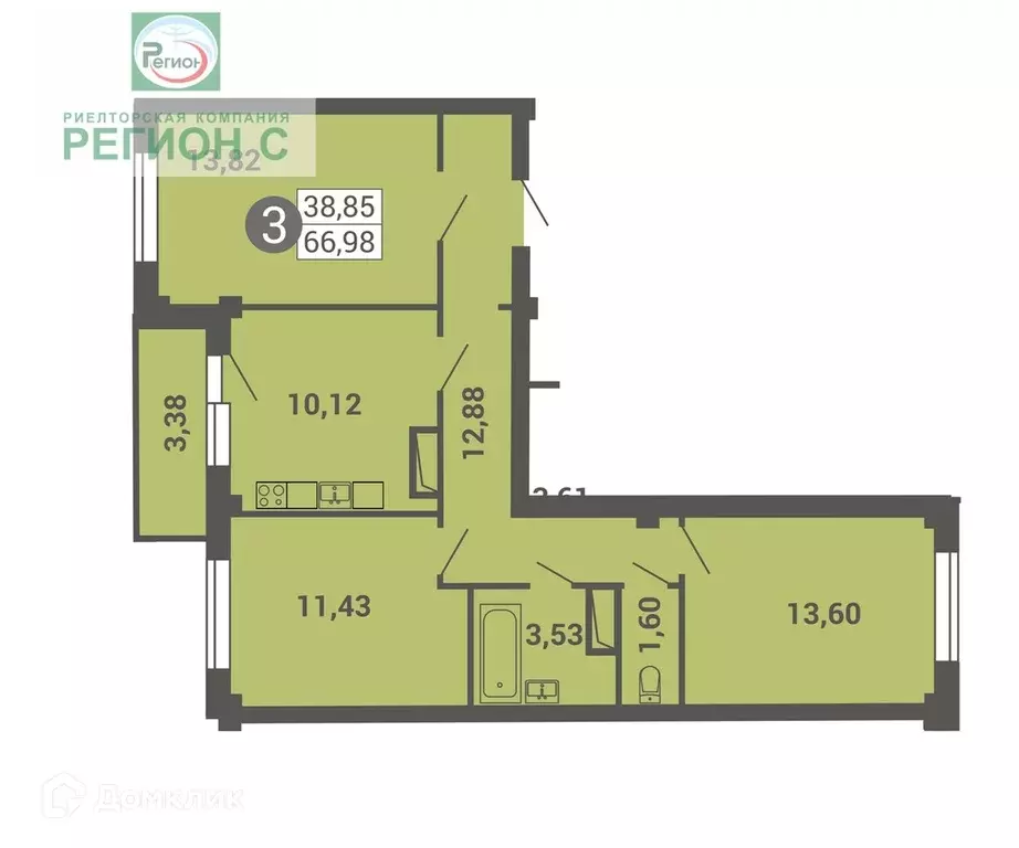 Продаётся 3-к квартира, 66.9 м - Фото 0