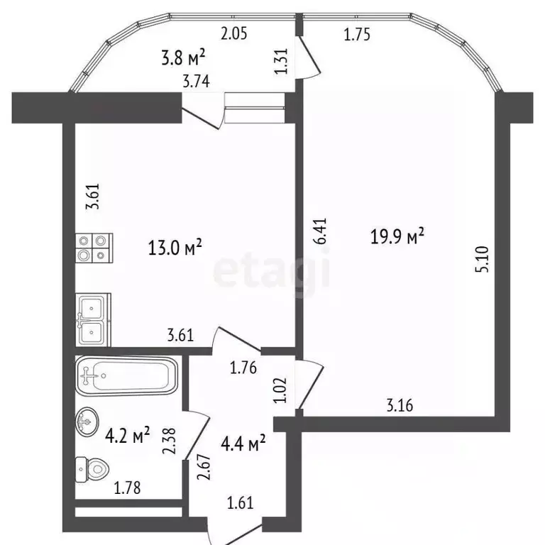1-к кв. Краснодарский край, Анапа ул. Крылова, 17к6 (41.5 м) - Фото 1