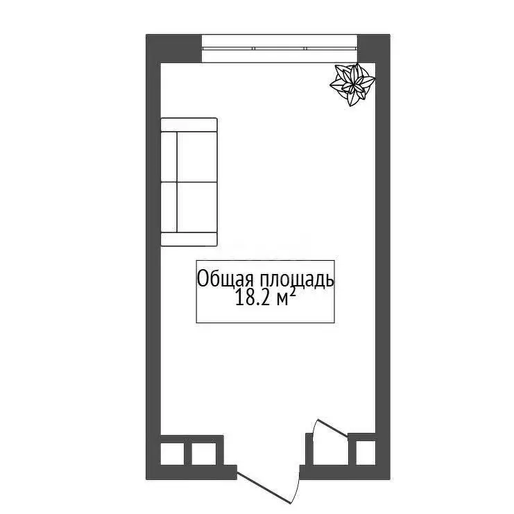 1к в -комнатной квартире (18.2 м) - Фото 0