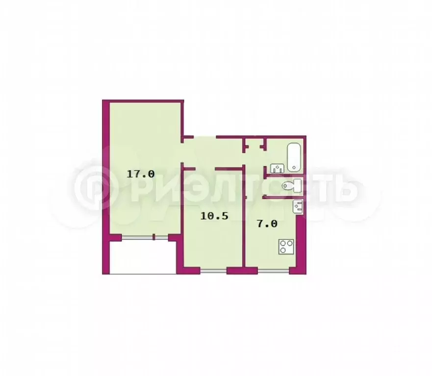 2-к. квартира, 44 м, 4/9 эт. - Фото 0