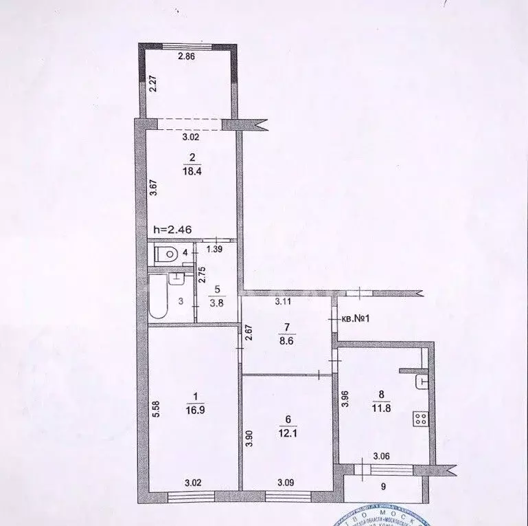 3-к кв. Московская область, Щелково ул. Беляева, 24а (74.9 м) - Фото 2