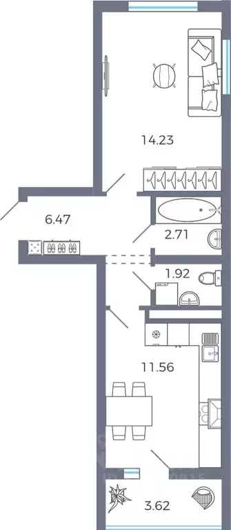 1-к кв. Самарская область, Волжский район, Лопатино с/пос, пос. ... - Фото 2