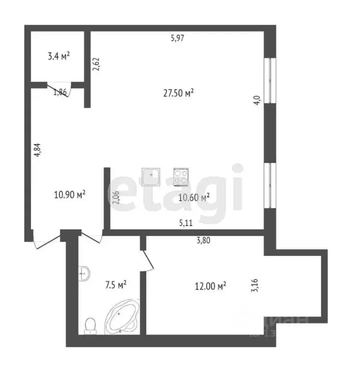 2-к кв. Омская область, Омск ул. Шебалдина, 199/2 (72.0 м) - Фото 2