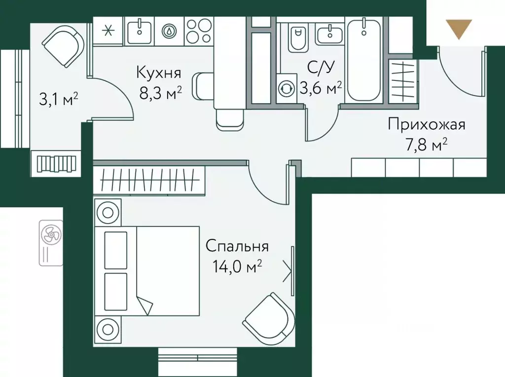 1-к кв. Волгоградская область, Волгоград Новосибирская ул., 74с1 (36.8 ... - Фото 0