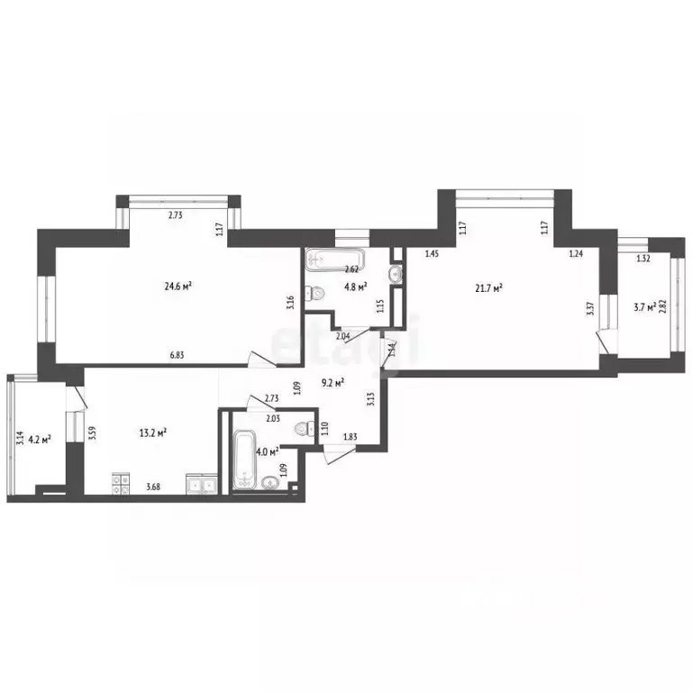 2-к кв. Ханты-Мансийский АО, Ханты-Мансийск Комсомольская ул., 65/1 ... - Фото 1