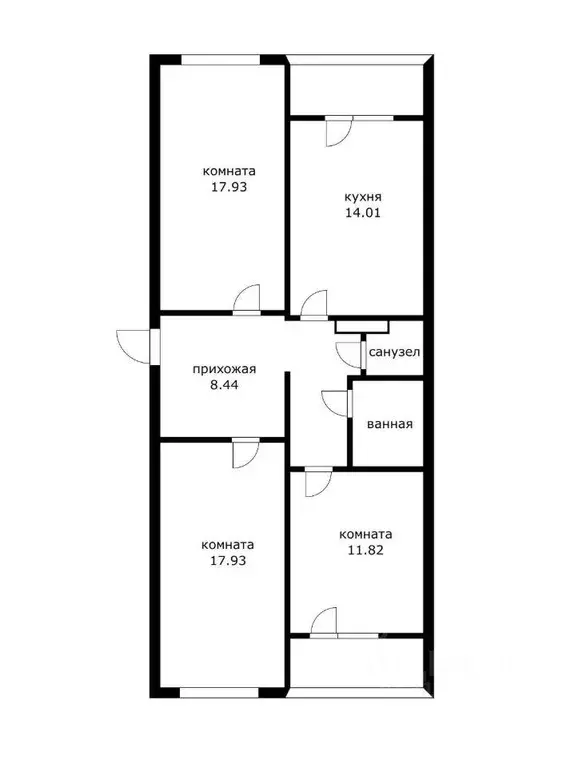 Квартира, 3 комнаты, 79.8 м - Фото 0