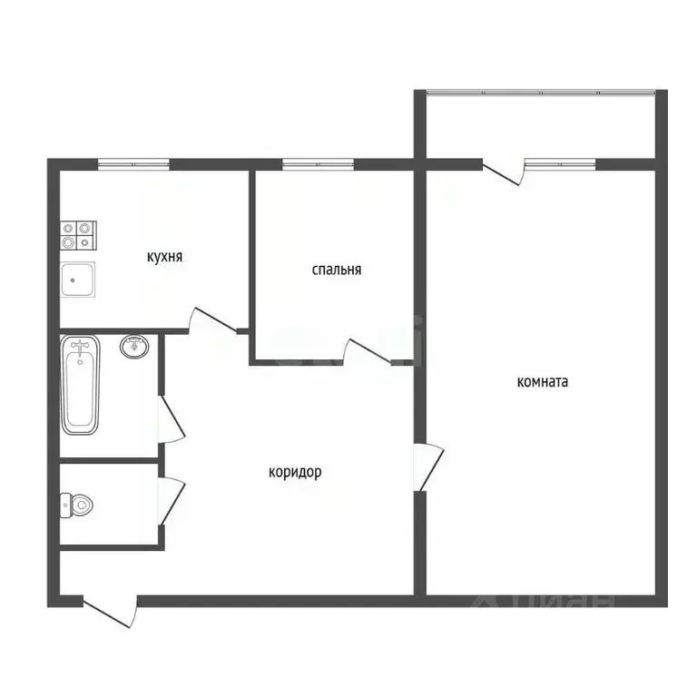 2-к кв. Воронежская область, Воронеж ул. Космонавта Комарова, 13 (45.4 ... - Фото 2