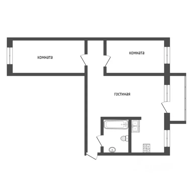 2-к кв. Тюменская область, Тюмень Рижская ул., 64 (56.0 м) - Фото 1