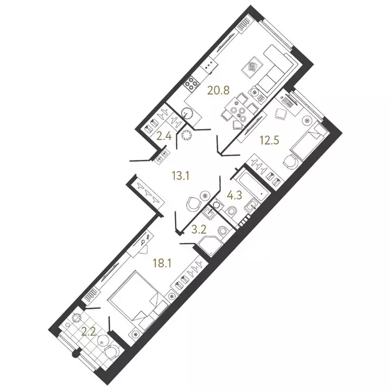 2-к кв. Санкт-Петербург Миргородская ул., 1 (74.4 м) - Фото 0