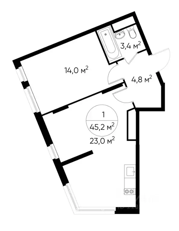 1-к кв. Москва Переделкино Ближнее мкр, 18-й кв-л,  (45.2 м) - Фото 0