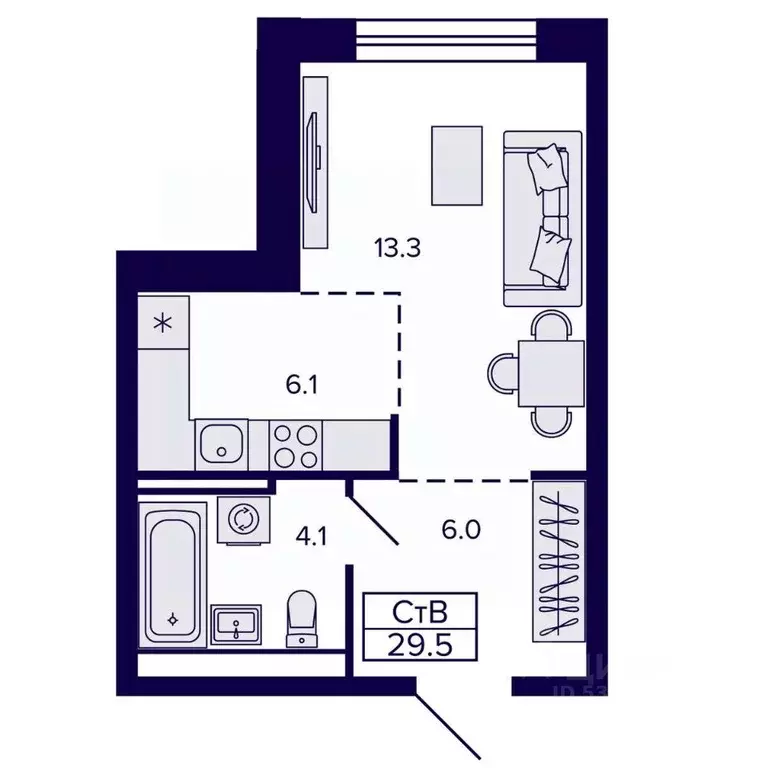 1-к кв. Хабаровский край, Хабаровск ул. Карла Маркса (29.52 м) - Фото 0