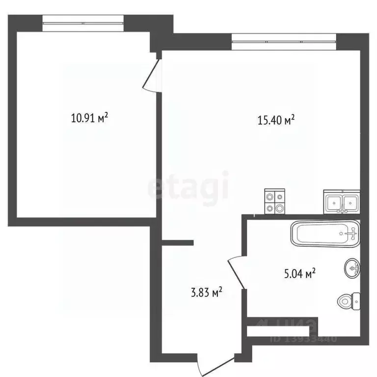 1-к кв. Тюменская область, Тюмень ул. Новоселов, 92 (34.8 м) - Фото 2