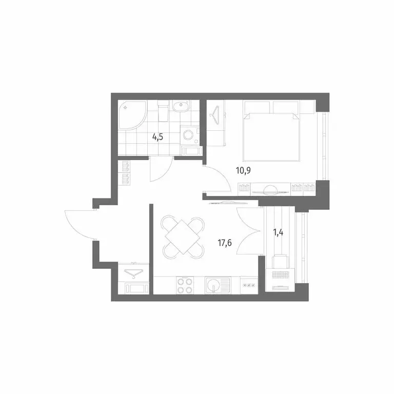 1-комнатная квартира: Новоселье, бульвар Белых Ночей, 3 (34.4 м) - Фото 1