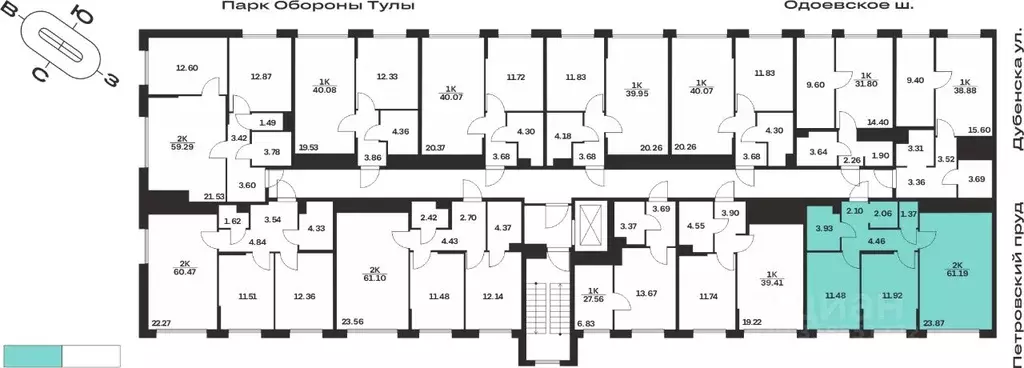 2-к кв. Тульская область, Тула Жукова Парк жилой комплекс (61.19 м) - Фото 2