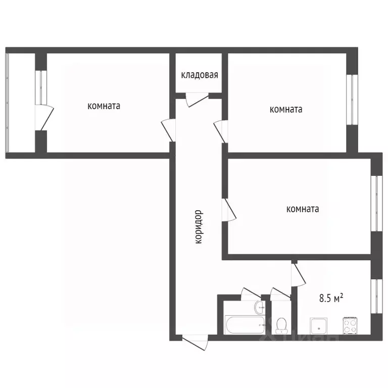 3-к кв. Воронежская область, Воронеж Минская ул., 51 (67.0 м) - Фото 2