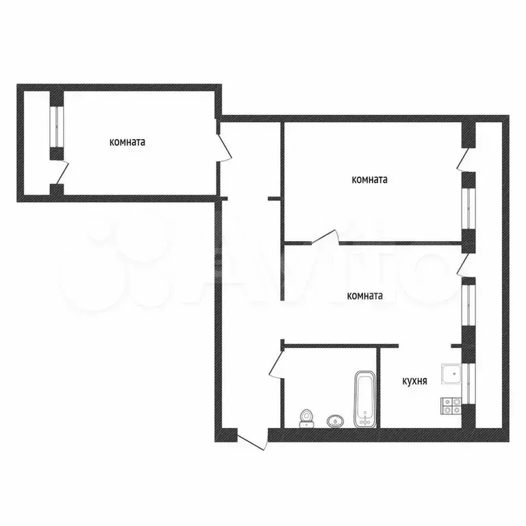 3-к. квартира, 57,6 м, 9/9 эт. - Фото 0