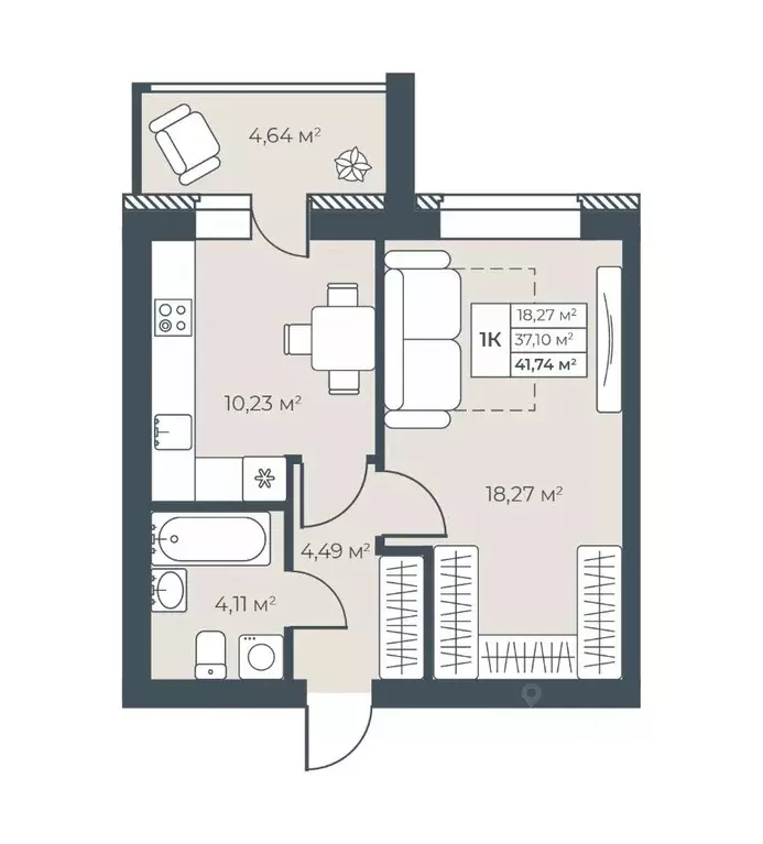 1-к кв. Нижегородская область, Выкса инженера Шухова кв-л,  (41.74 м) - Фото 1