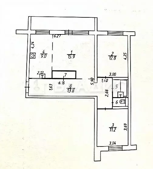 3-к кв. Карелия, Петрозаводск ул. Чапаева, 43 (68.3 м) - Фото 2