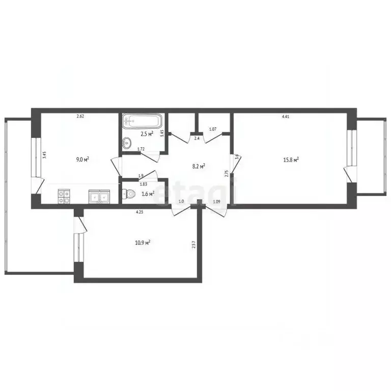 2-к кв. Крым, Красноперекопск ул. Таврическая, 11 (49.4 м) - Фото 2