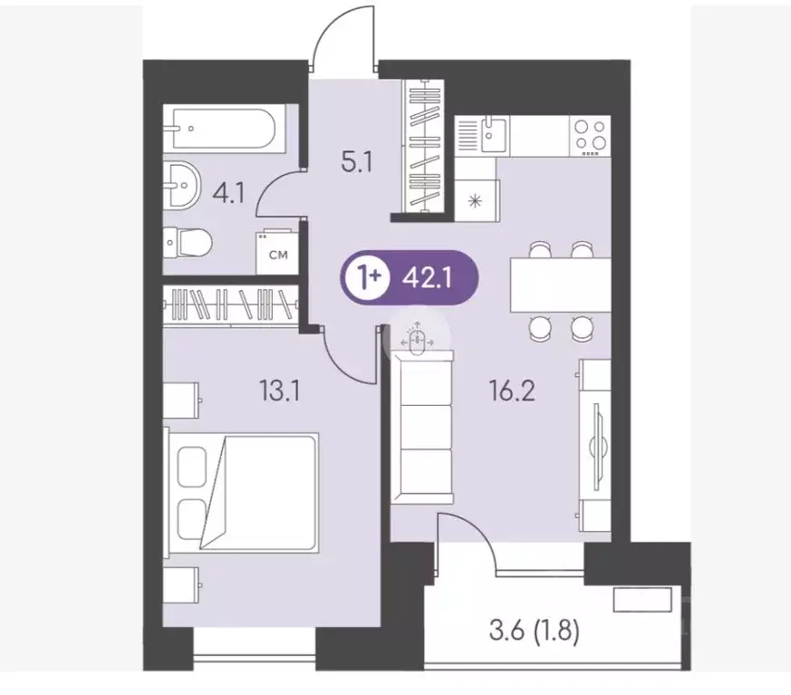 1-к кв. Удмуртия, Ижевск Воткинское ш., 53к1 (42.1 м) - Фото 2