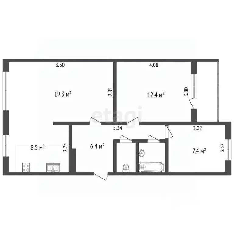 3-к кв. Архангельская область, Котлас ул. 70 лет Октября, 25 (58.9 м) - Фото 2