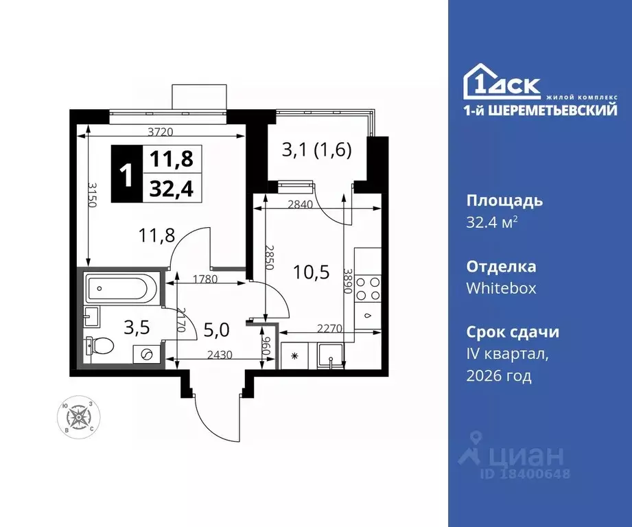 1-к кв. Московская область, Химки Подрезково мкр,  (32.4 м) - Фото 0