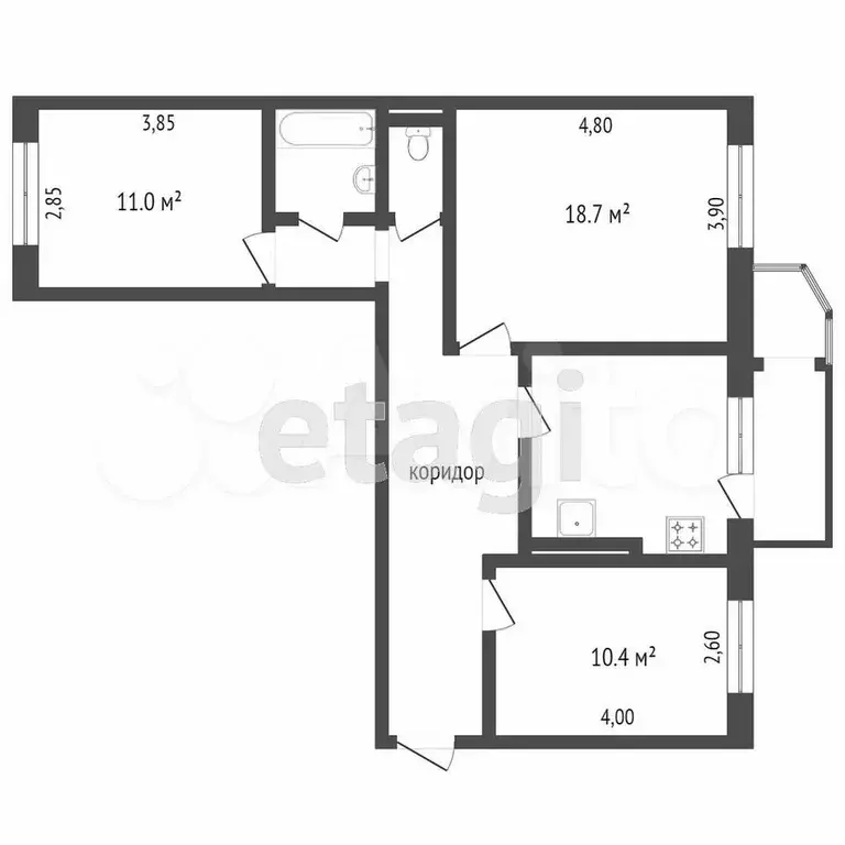 3-к. квартира, 72,3 м, 9/9 эт. - Фото 0