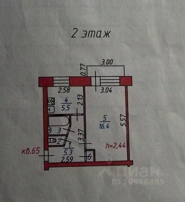 1-к кв. Ивановская область, Иваново ул. 12-я Санаторная, 1А (30.5 м) - Фото 1