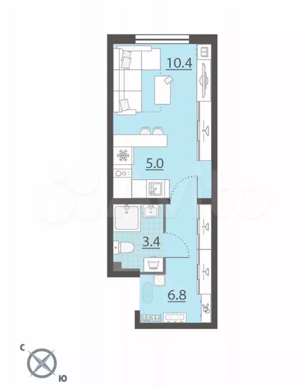 Квартира-студия, 25,6 м, 4/8 эт. - Фото 0