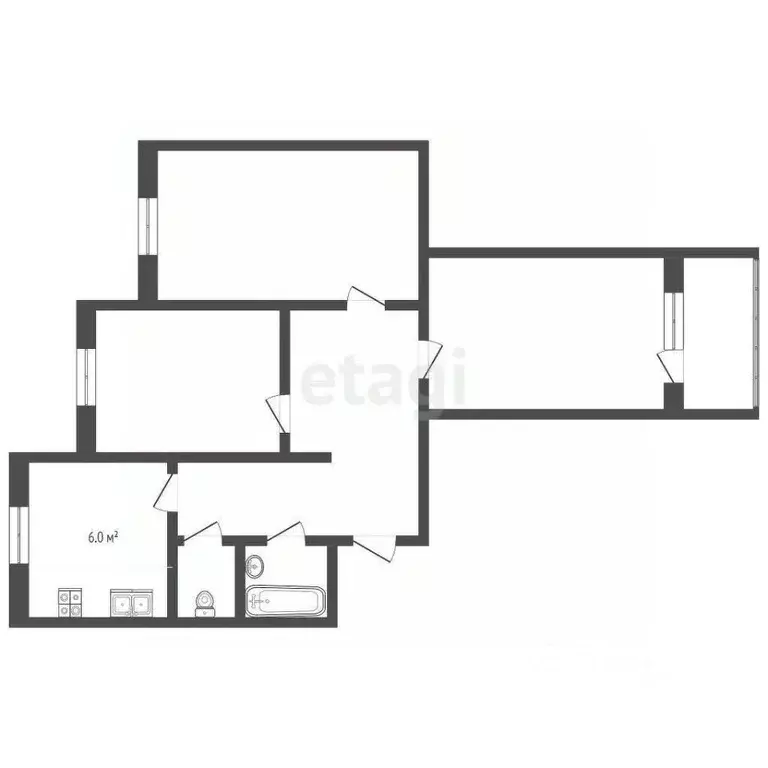 3-к кв. Ямало-Ненецкий АО, Новый Уренгой Восточный мкр, 5/2 (66.7 м) - Фото 1