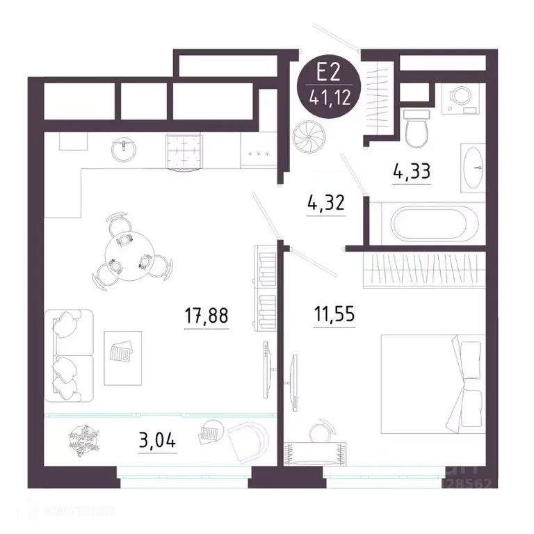 1-к кв. Рязанская область, Рязань Московское ш. (41.12 м) - Фото 1