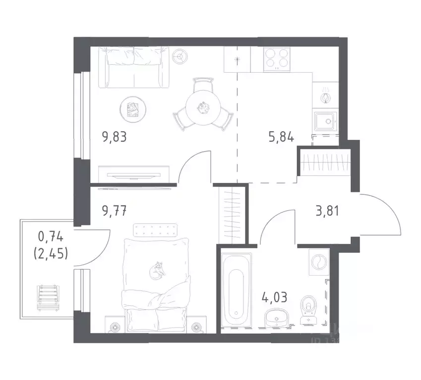 1-к кв. Башкортостан, Уфа ул. Рашита Манурова (34.02 м) - Фото 1