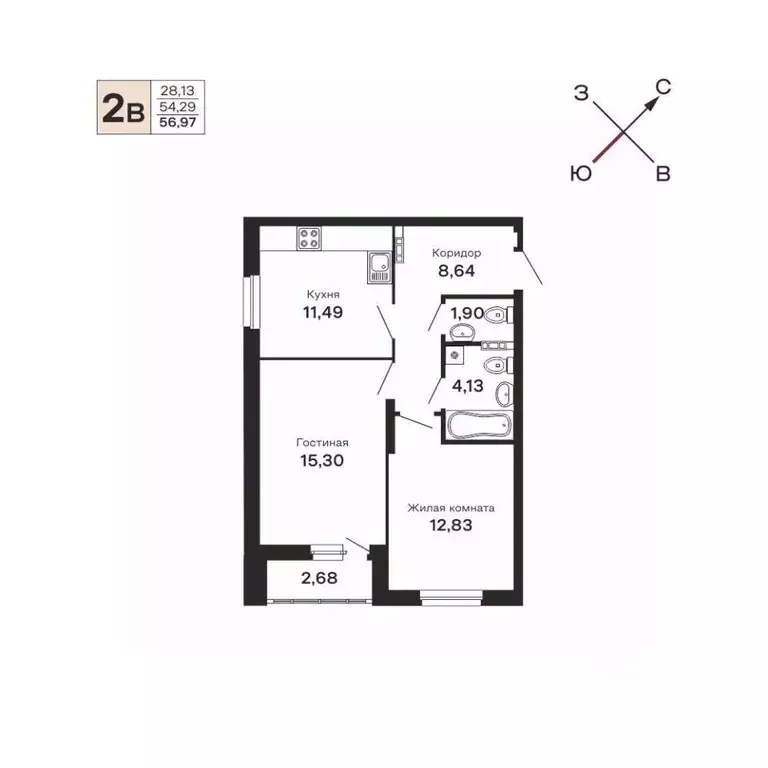 2-к кв. Свердловская область, Екатеринбург ул. Очеретина, 16 (56.97 м) - Фото 0