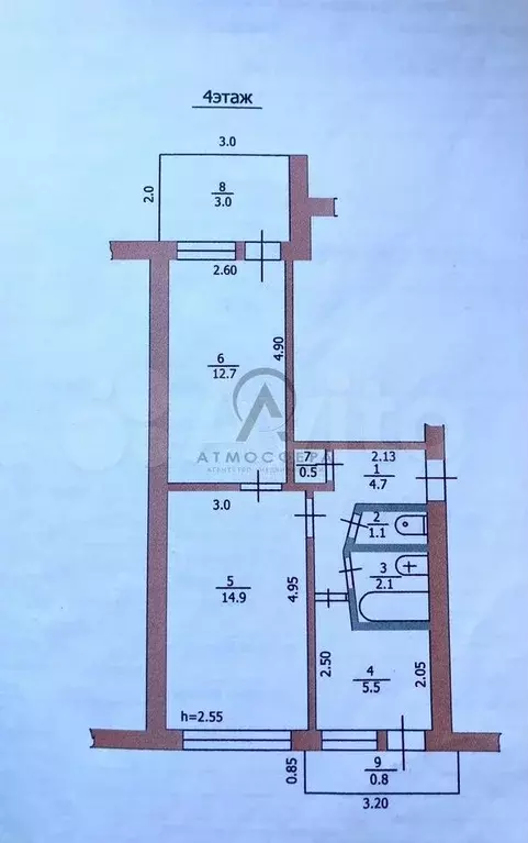 2-к. квартира, 41,5 м, 4/5 эт. - Фото 0