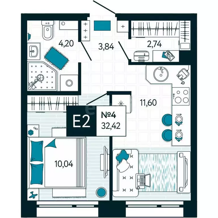 1-комнатная квартира: Тула, улица Чмутова, 158В (32.4 м) - Фото 1
