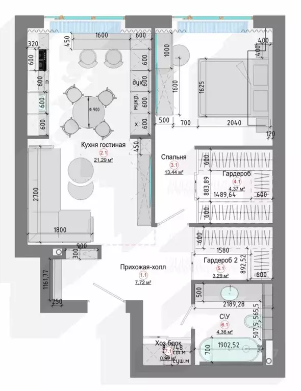 1-к кв. Москва просп. Андропова, 9/1к1 (58.1 м) - Фото 2