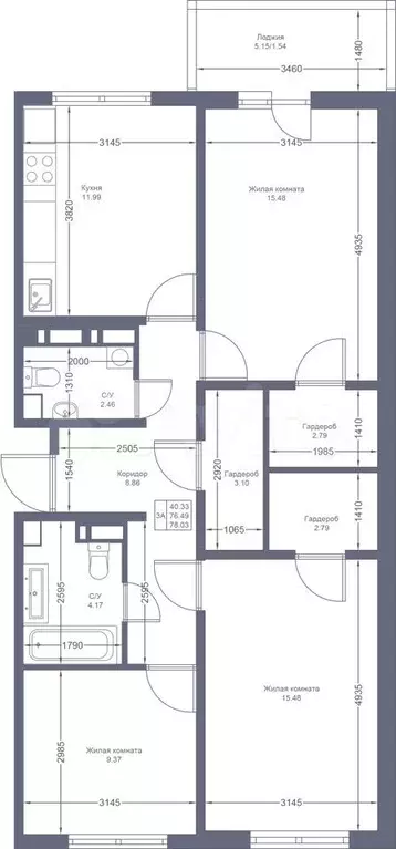 3-к. квартира, 78 м, 5/10 эт. - Фото 1