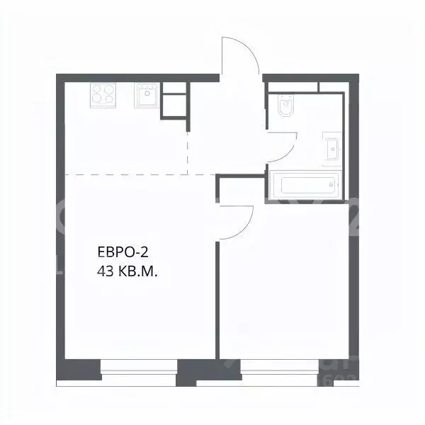 2-к кв. Москва Верейская 41 жилой комплекс, 2.1 (43.0 м) - Фото 2